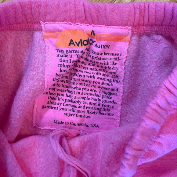 Aviator Nation Pink Joggers with Black Lightning Bolts - Picture 6 of 7